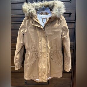 GAP Kids Brown Jacket with Faux Fur Trim